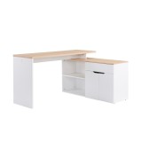 HOMCOM Birou cu Blat Extensibil pentru PC și Bibliotecă, 140x117x76 cm, Alb | Aosom Romania