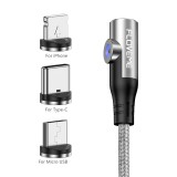 Cablu Incarcare USB - Lightning / USB Type-C / MicroUSB Floveme YXF212896, 1 m, 2.1A, Elbow Head, Argintiu