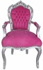Semifotoliu baroc argintiu cu tapiterie fuchsia CAT535E39, Fotolii