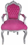 Semifotoliu baroc argintiu cu tapiterie fuchsia CAT535E39