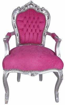Semifotoliu baroc argintiu cu tapiterie fuchsia CAT535E39 foto