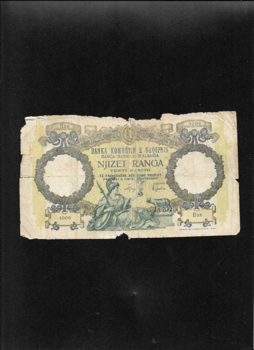 Albania 20 franga franchi 1939 seria4906 uzata