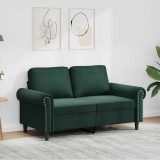 vidaXL Canapea cu 2 locuri, verde &icirc;nchis, 120 cm, catifea 359521
