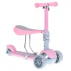 Tricicleta Trotineta Skateboard 3in1 LED ROZ - Roti Luminoase, Scaun Ajustabil, Ghidon Reglabil, Frana Picior, +3 Ani, Max 20kg
