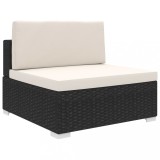 Cumpara ieftin Scaun modular de mijloc, 1 buc., negru, poliratan, cu perne