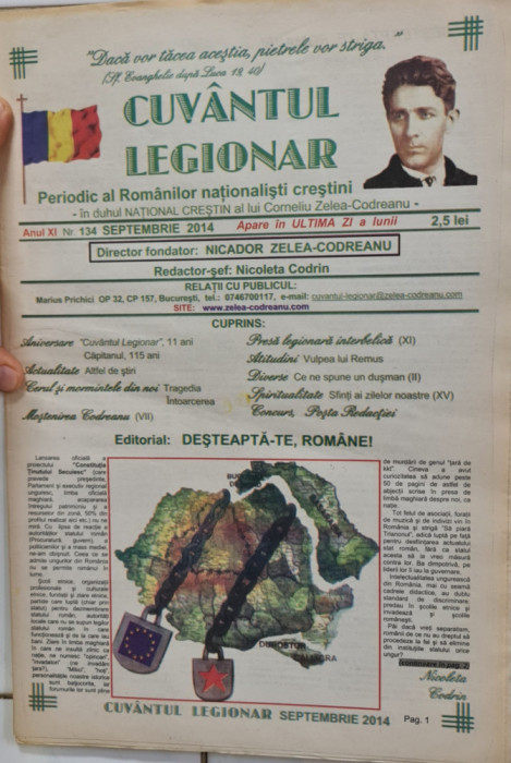 CUVANTUL LEGIONAR SEPTEMBRIE 2014 MISCAREA LEGIONARA NICADOR ZELEA CODREANU 16 P