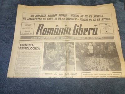 ZIARUL ROMANIA LIBERA 13 IANUARIE 1990 foto