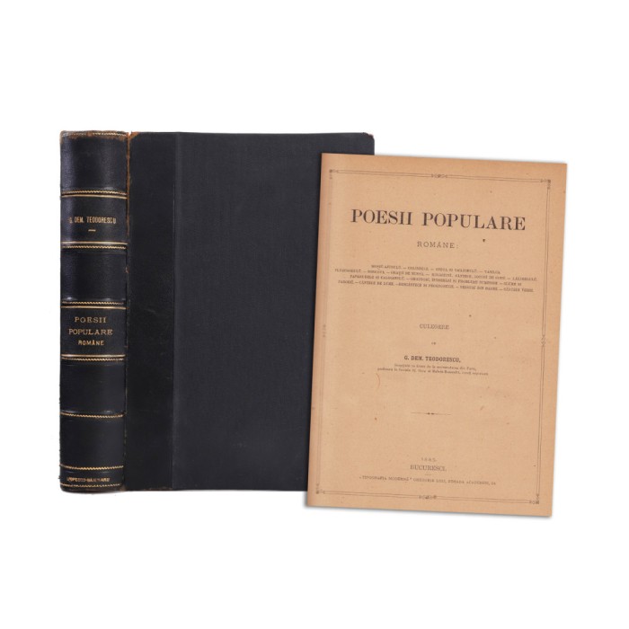 G. Dem. Teodorescu, Culegere de poezii populare, 1885, din biblioteca lui I. Popescu-Băjenaru