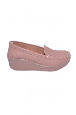 Pantofi cu platforma ,model din piele ,nuanta de roz foto