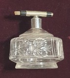 Flacon, recipient pentru parfum - sticla si metal, arta decorativa, anii 1940