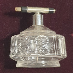 Flacon, recipient pentru parfum - sticla si metal, arta decorativa, anii 1940