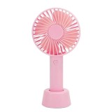 Ventilator portabil USB de m&acirc;nă, roz, cu suport, 3 trepte de viteză, re&icirc;ncărcabil prin cablu USB, roz