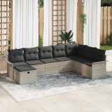 VidaXL Set de canapele pentru grădină 8 pcs Gri deschis Rattan poli