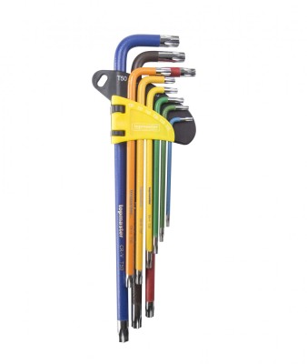 Set 9 chei torx T10-T50 extra lungi color, Topmaster 390174 foto