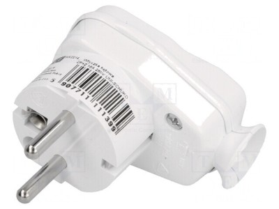 Conector Alimentare AC Mufă 2P PE Alb 250V 16A foto