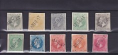 1872/79 CAROL I PARIS- BUCURESTI I-II ESEU ANULAT 5 BANI+10 BANI CULORI DIFERITE foto
