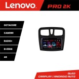 Navigatie Android Dacia Sandero 2012-2020 QLED 2K, 8GB+256GB, 360 Lenovo