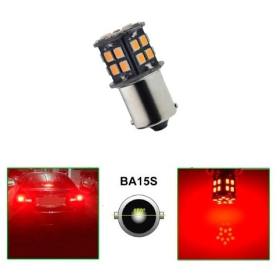 LED 30 SMD P21W BAU15S 12V Canbus Lampa Becuri Lumini Rosu foto