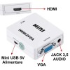 Convertor Mini HDMI la VGA, 1080P, Audio, HDV-630, Adaptor HDMI2VGA, Ieșire VGA, Intrare HDMI, Compatibil PC, Laptop, Monitor, Proiector