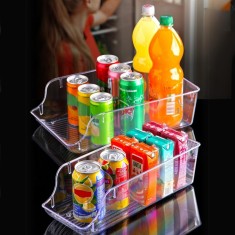 Set 2 Organizator Frigider si Camara, dimensiuni mari (36x15x10cm, 36x23.5x10cm), Transparent, Acril foto