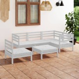 Gossi set mobilier de gradina, 6 piese, alb, lemn masiv de pin