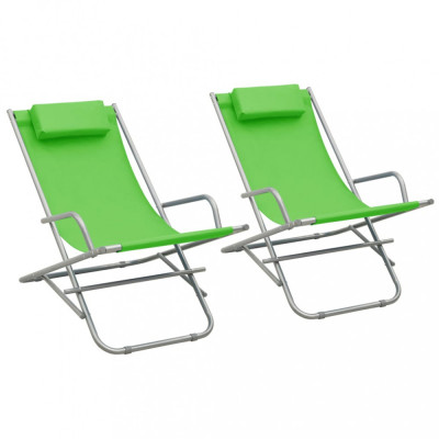 vidaXL Scaune balansoar, 2 buc., verde, oțel 310339 foto