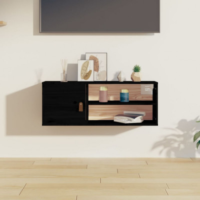 vidaXL Dulap de perete, negru, 80x30x30 cm, lemn masiv de pin foto