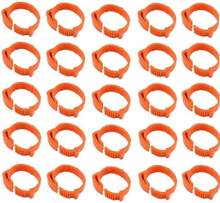 Set 100 inele pentru pasari, Plastic, Portocaliu