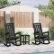 vidaXL Fotoliu de balans pentru grădină 3 pcs Negru 38 x 38 x 46cm 3335816