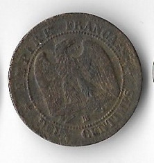 Moneda 2 centimes 1862 BB - Franta foto