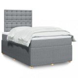 Gossi pat box spring cu saltea, gri deschis, 120x190 cm, textil