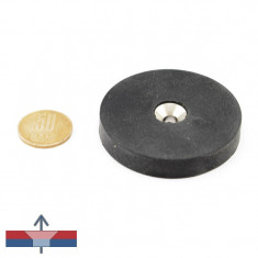 Magnet neodim disc 60 x 10 mm cauciucat cu gaură îngropată D6 / D12 mm