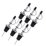 Cumpara ieftin Set 6 picuratoare profesionale cu capac negru 10.5 cm, diametru 2.5 cm, dozatoare din inox cu silicon pentru alcool, ulei si siropuri
