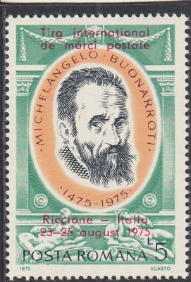 ROMANIA 1975 LP 894 TARGUL RICCIONE ITALIA SUPRATIPAR MNH foto