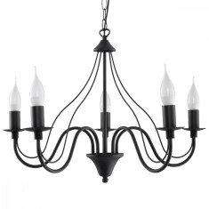 Candelabru Minerwa Negru Din Oțel Cu 5 Becuri Neregulate Modern De Interior