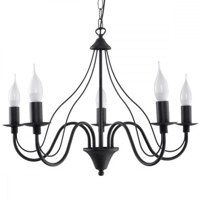 Candelabru Minerwa Negru Din Oțel Cu 5 Becuri Neregulate Modern De Interior foto