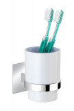 Suport pentru periute si pasta de dinti, Wenko, Turbo-Loc&reg;, 7 x 10 x 9.5 cm, plastic/inox