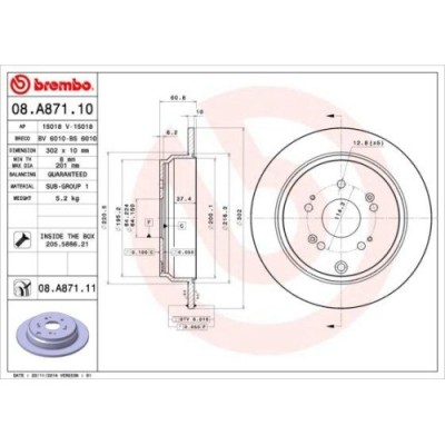 Set discuri frana Honda Cr-V 3 (Re ), Cr-V 4 (Rm ), punte spate, 302x10, plin, BREMBO foto