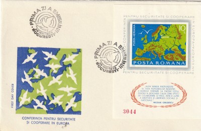 Romania FDC ,conferinta de la Helsinki ,nr lista 892. foto