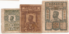 ROMANIA 10 BANI 1917, 25 BANI 1917, 50 BANI 1917 F foto