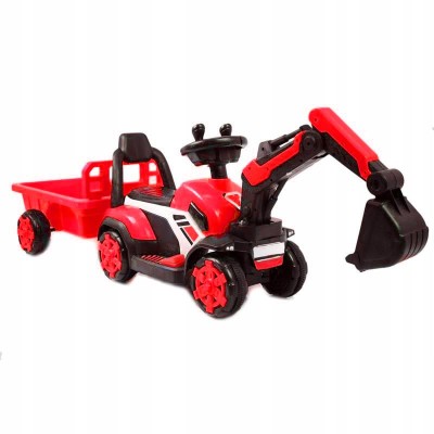 Mini excavator electric Kinderauto BJXZ219B 35W 6V,cu incarcator electric si remorca, rosu foto