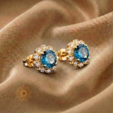 Cercei Albastrul Regal , Cercei Tip Tija Placati 18K Brazilia