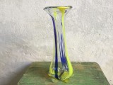 Arta / Design / Vintage - Vaza deosebita din sticla transparenta si colorata realizata manual mijlocul sec XX !