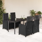 vidaXL Set mobilier de grădină cu perne, 5 piese, negru, poliratan 3212324