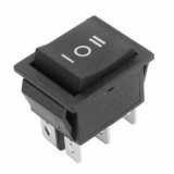 Intrerupator 6 poli 250V 15A 1 buton negru 3 pozitii ON-OFF-ON cu retinere 21.7x28.5mm, Oem