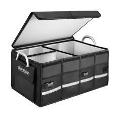 Cutie organizare portbagaj cu izolatie, impermeabila, pliabila, 3 compartimente, 63 l, 60 x 35 x 30 cm, Negru