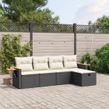 vidaXL Set mobilier de grădină cu perne, 5 piese, negru, poliratan 3265501