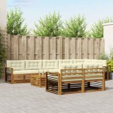 vidaXL Set de canapele de exterior cu pernă 9 pcs Natural și Crem 3373710