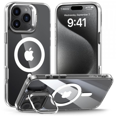 Husa MagSafe pentru Apple iPhone 16 Pro Max, Tech-Protect, Magstand, Transparenta foto