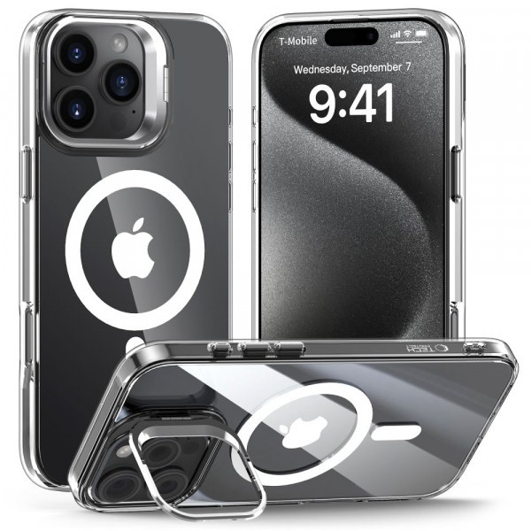 Husa MagSafe pentru Apple iPhone 16 Pro Max, Tech-Protect, Magstand, Transparenta